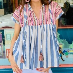 Altered state striped multicolor top with the tassels